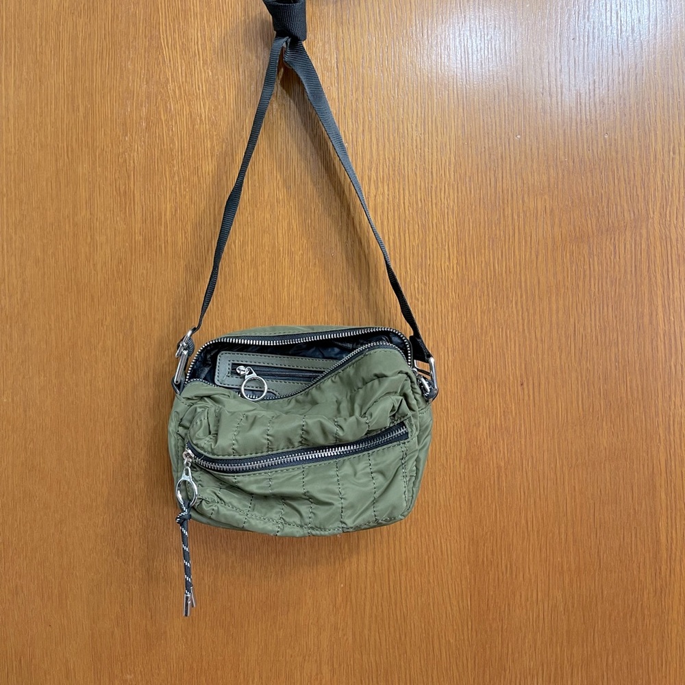 Pull&Bear padded quilted crossbody bag in army green